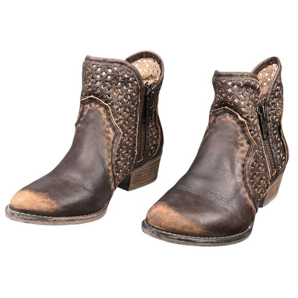 Circle G Corral Women’s Brown Distressed Western Ankle Boot Size US 8.5 - Picture 6 of 11